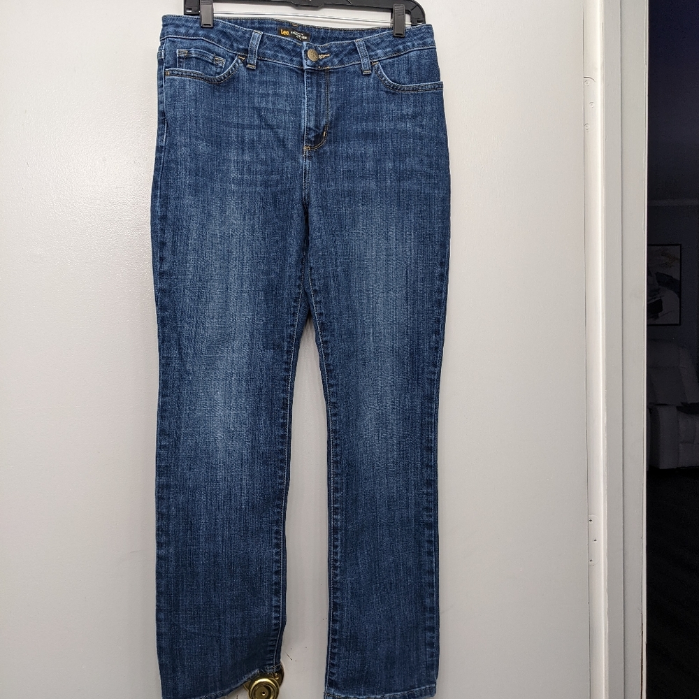Women's Lee Straight Leg Regular Fit Blue Jeans Size 12 Medium